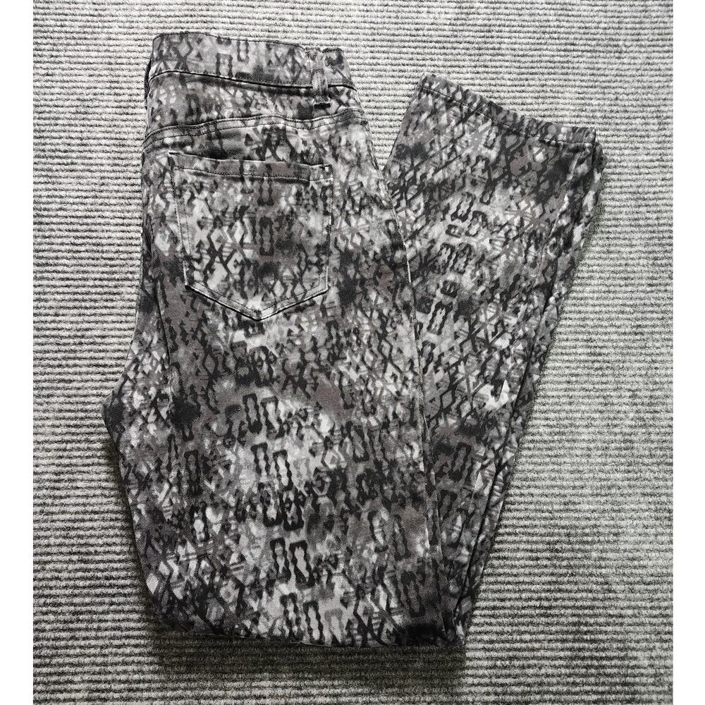Gloria Vanderbilt Women's Sz 10 Amanda Black & Gray Geometric Denim Jeans Retro